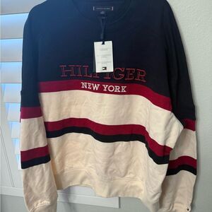 Brand new Tommy Hilfiger Men's Black, Cream, and Red Crewneck Sweater